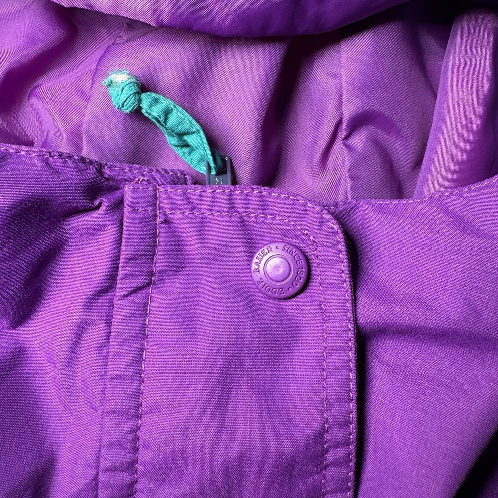Vintage Eddie Bauer Jacket Mens XL Purple Teal Gore-Tex Hooded Rain Coat 90s - Picture 3 of 12